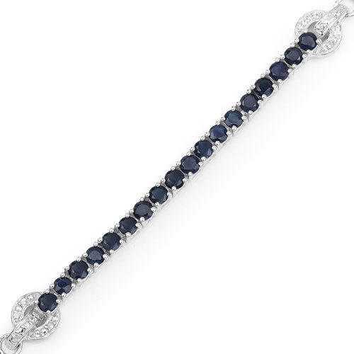 Bracelet en saphir bleu véritable de 2,41 carats et zircon blanc
