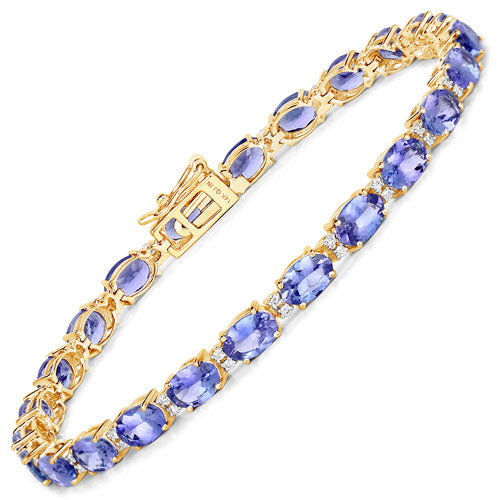 Pulsera de 14K de Tanzanita y Diamante de 10.87 Quilates