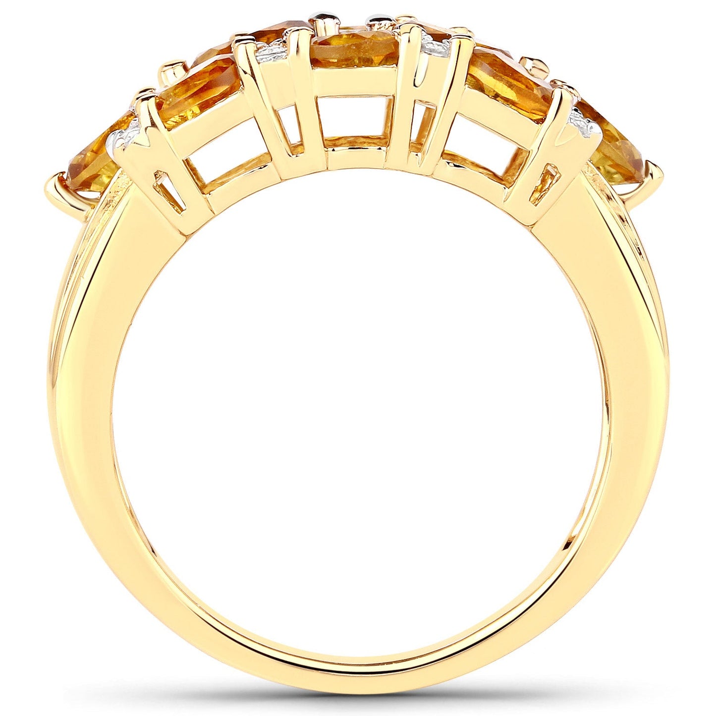 Bague en Citrine et Topaze Blanche Plaquée Or Jaune 14K
