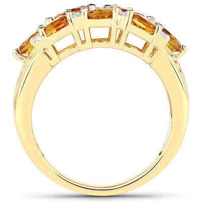 14K Yellow Gold Plated Citrine & White Topaz Ring