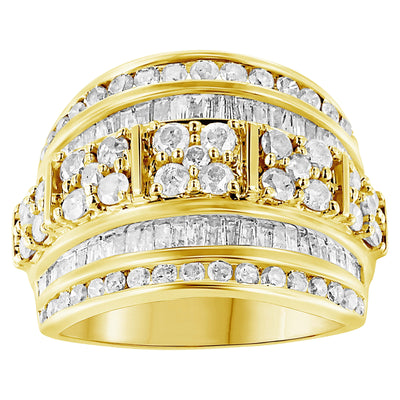 Bague cocktail en diamant multi-rang en argent sterling .925 - Taille 7