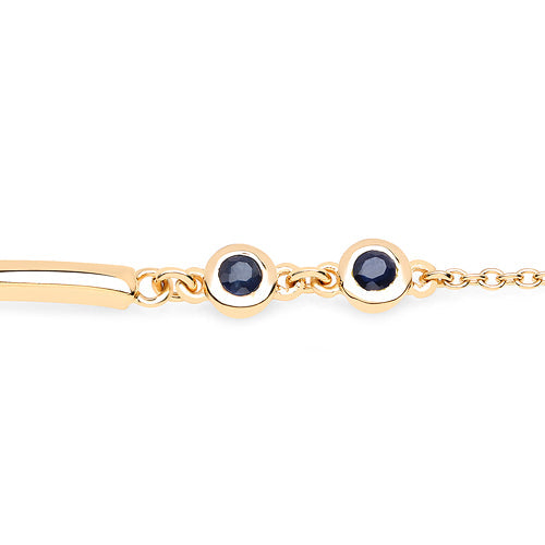 Pulsera de Plata Esterlina Baño de Oro Amarillo de 18K con Zafiros Azules