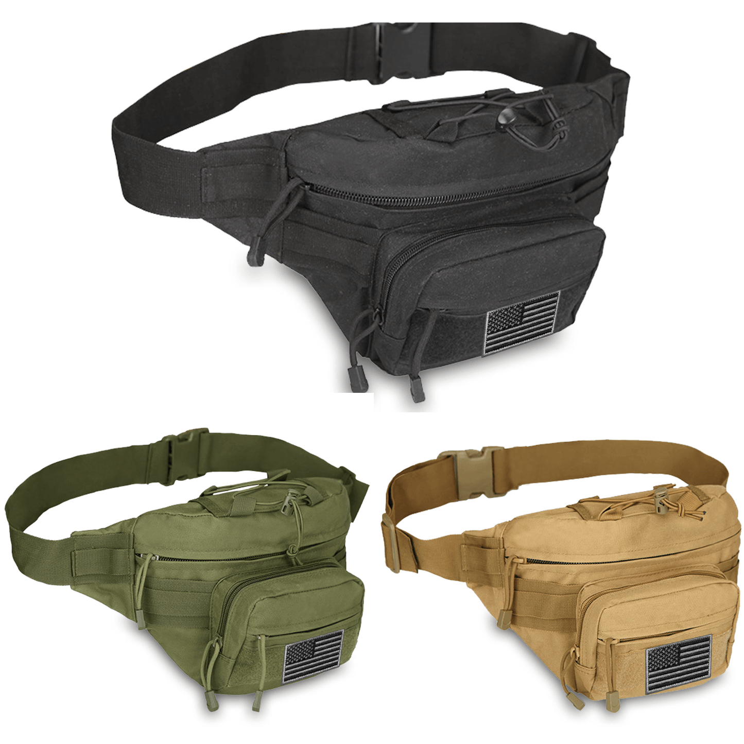 Bolsa de Cintura Táctica para Caza XGear con Parche de Bandera de EE. UU.