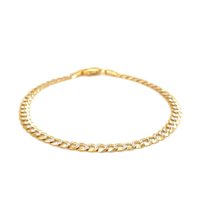 14k Two Tone Gold Pave Curb Bracelet - 3.6mm
