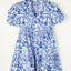 Royal Blue Printed Puff Sleeve Dress - Stylish & Feminine