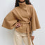 Manteau Trench Élégant d'Hiver à Col Montant et Manches Chauve-Souris pour Femmes
