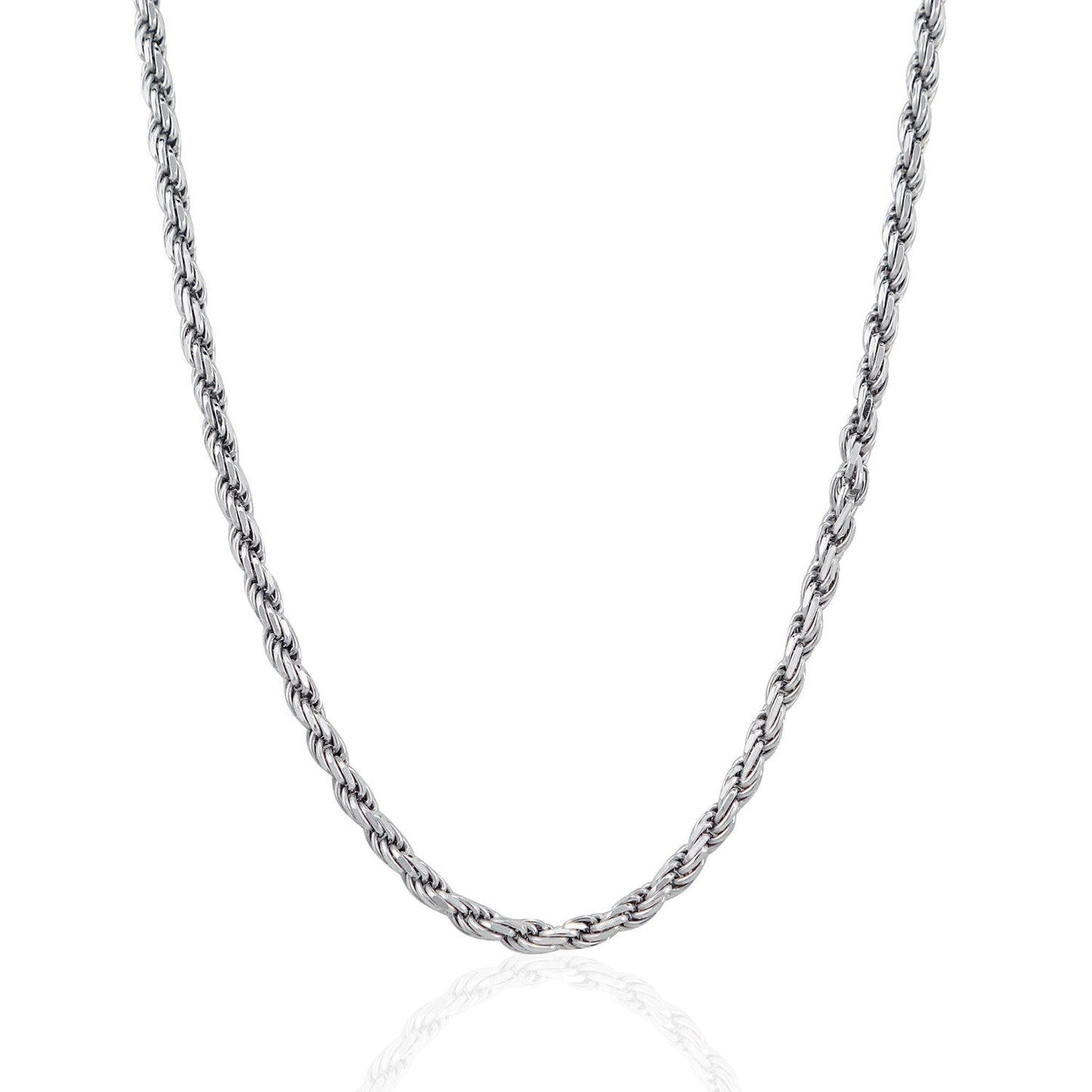 Cadena de Cuerda Cortada de Diamante de Plata Esterlina de 3.6 mm