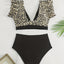 Elegant Black Ruffle V Neck High Waisted Bikini Set