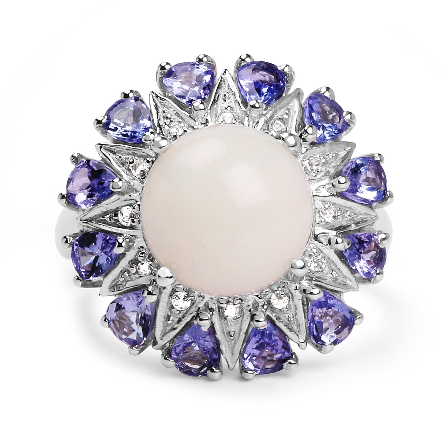 Bague en Opale, Tanzanite et Topaze Blanche de 4,25 Carats