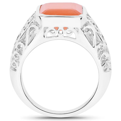 5.75 Carat Peach Moonstone Sterling Silver Engagement Ring
