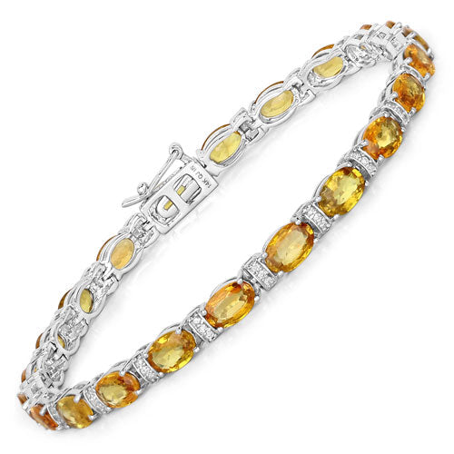 Pulsera de Zafiro Naranja y Diamante de 12.33 Quilates