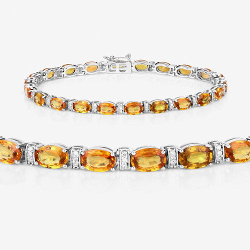 Pulsera de Zafiro Naranja y Diamante de 12.33 Quilates