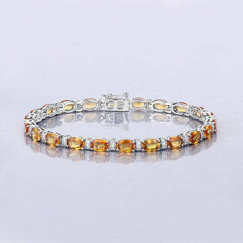 Pulsera de Zafiro Naranja y Diamante de 12.33 Quilates