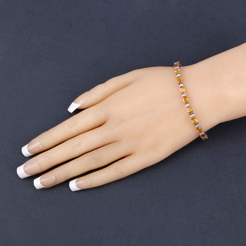 Pulsera de Zafiro Naranja y Diamante de 12.33 Quilates