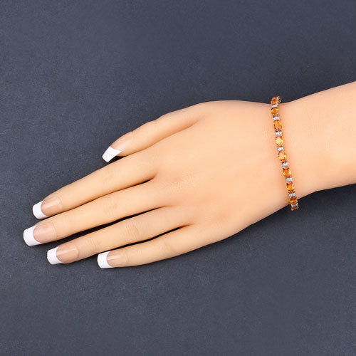 Pulsera de Zafiro Naranja y Diamante Blanco de 12.33 Quilates