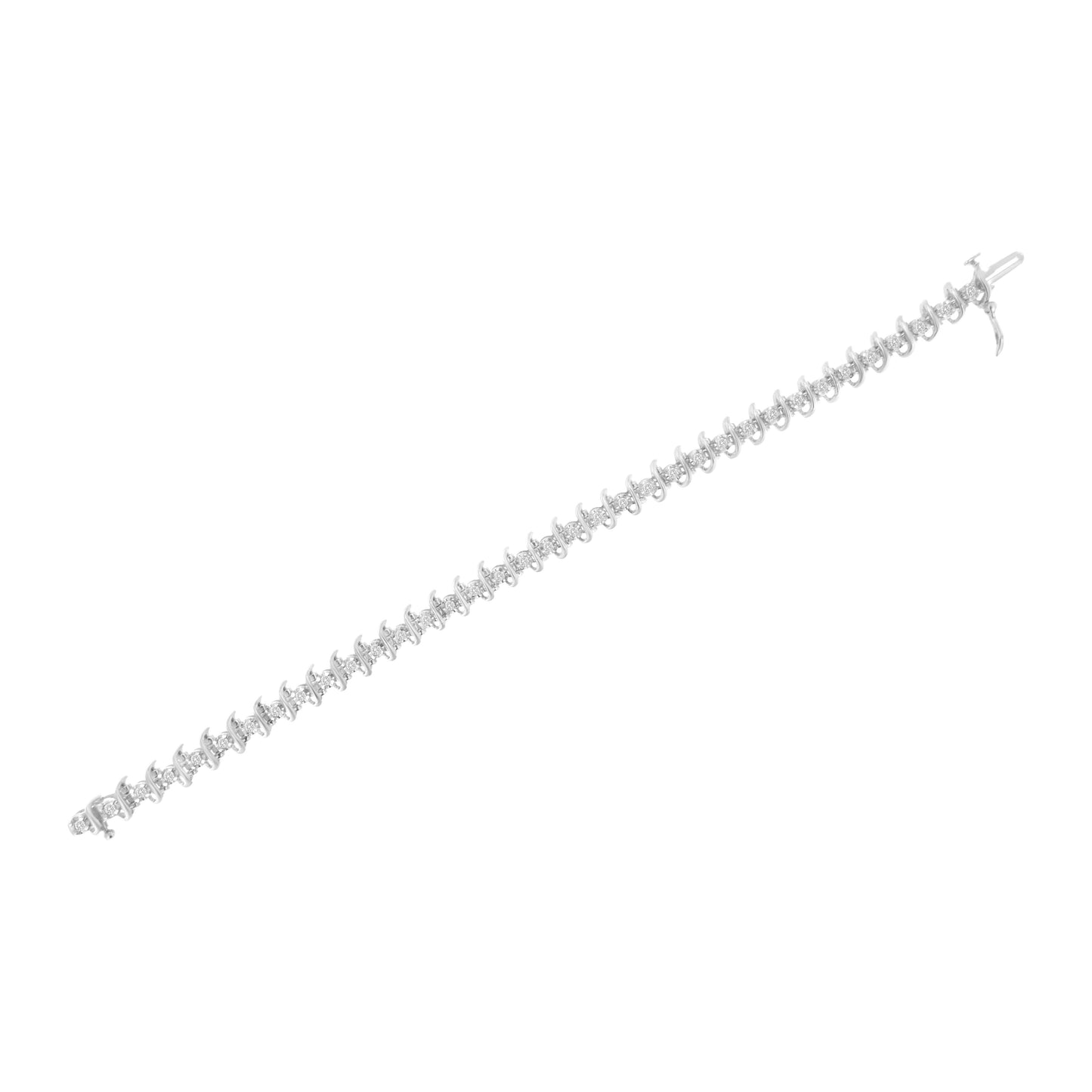 .925 Sterling Silver Diamond Link Bracelet - 7.25"