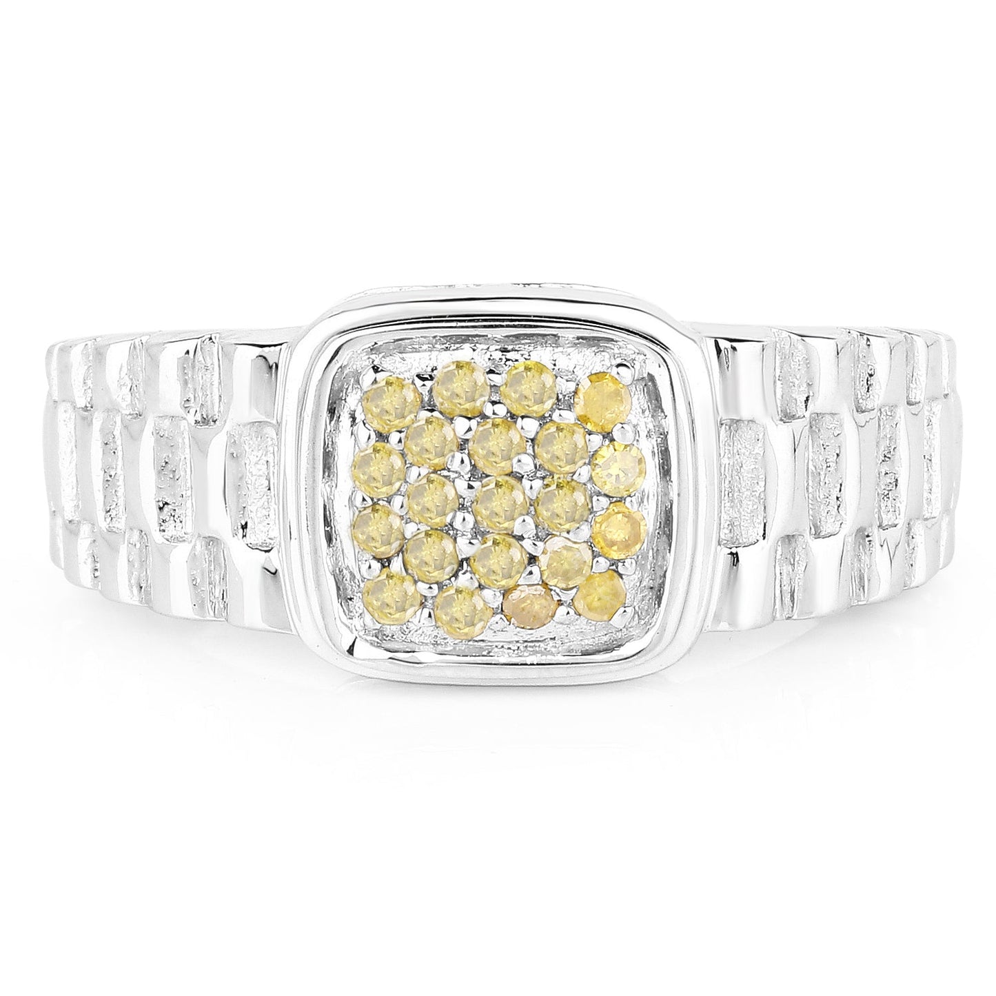 0.25 Carat Genuine Yellow Diamond Sterling Silver Engagement Ring