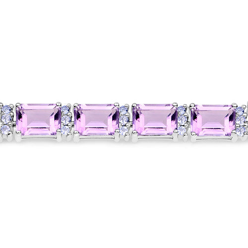 19.19 Carat Genuine Amethyst and Tanzanite Sterling Silver Bracelet