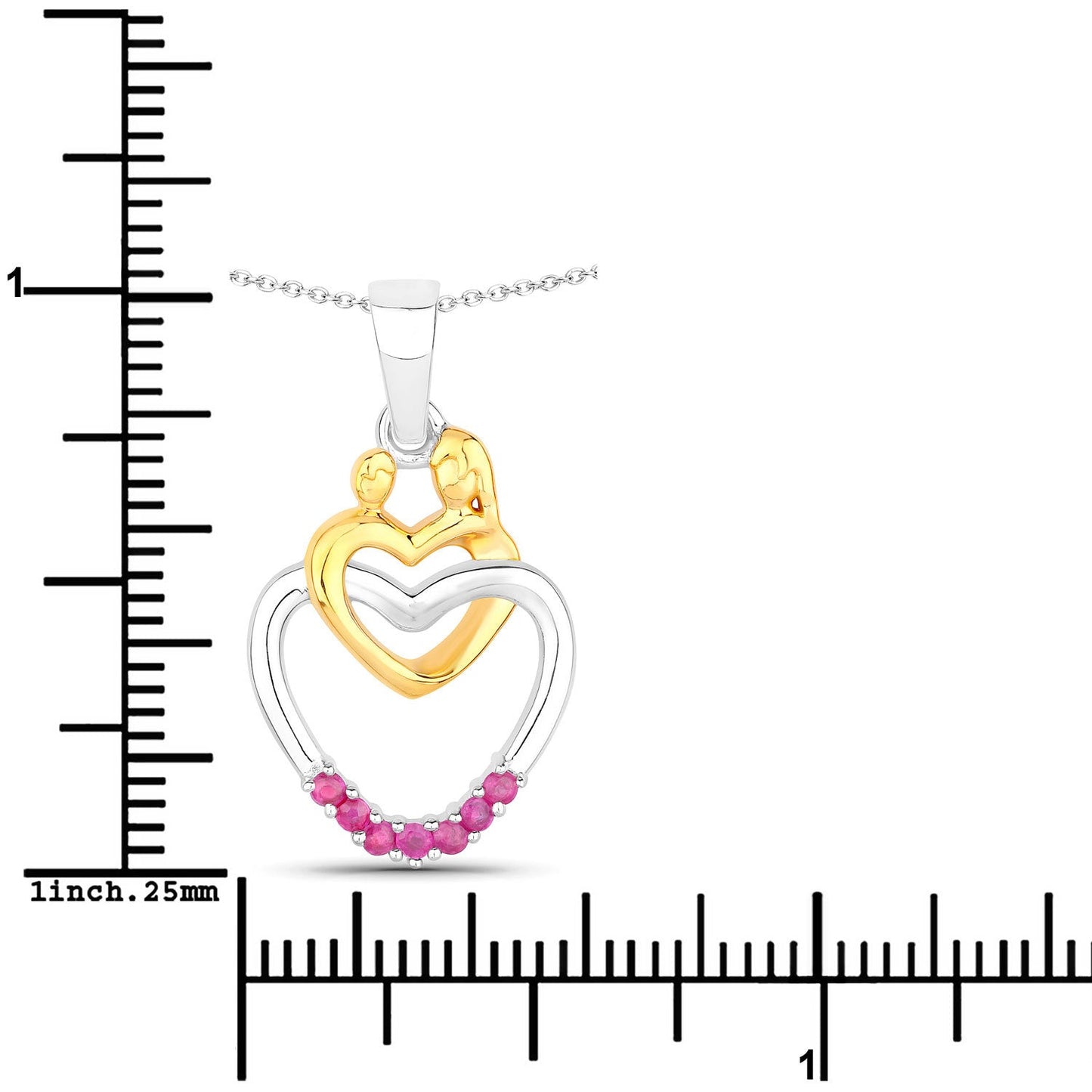 Colgante de Rubí Genuino de 0.14 Quilates en Plata Esterlina .925