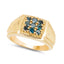 Bague en Argent Sterling .925 Plaquée Or Jaune 14K avec Diamant Bleu
