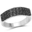 Anillo de Compromiso de Diamante Negro Genuino de 0.35 Quilates en Plata de Ley