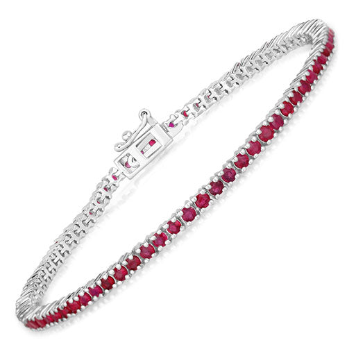 Bracelet en argent sterling .925 avec rubis véritable de 3,35 carats