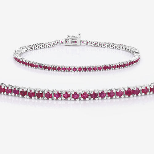 Bracelet en argent sterling .925 avec rubis véritable de 3,35 carats