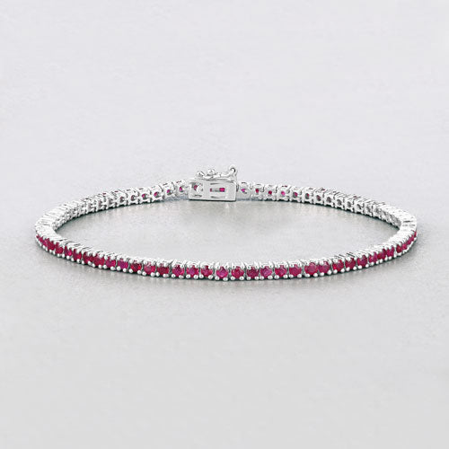 Bracelet en argent sterling .925 avec rubis véritable de 3,35 carats