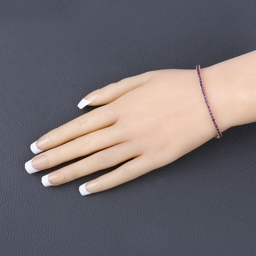 Bracelet en argent sterling .925 avec rubis véritable de 3,35 carats