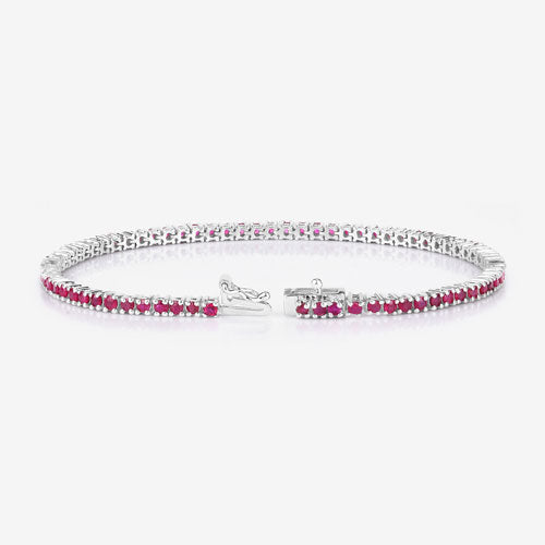 Bracelet en argent sterling .925 avec rubis véritable de 3,35 carats