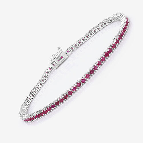 Bracelet en argent sterling .925 avec rubis véritable de 3,35 carats