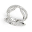 Anillo de Doble Banda Estilo Flor de Diamante en Oro Blanco de 14k