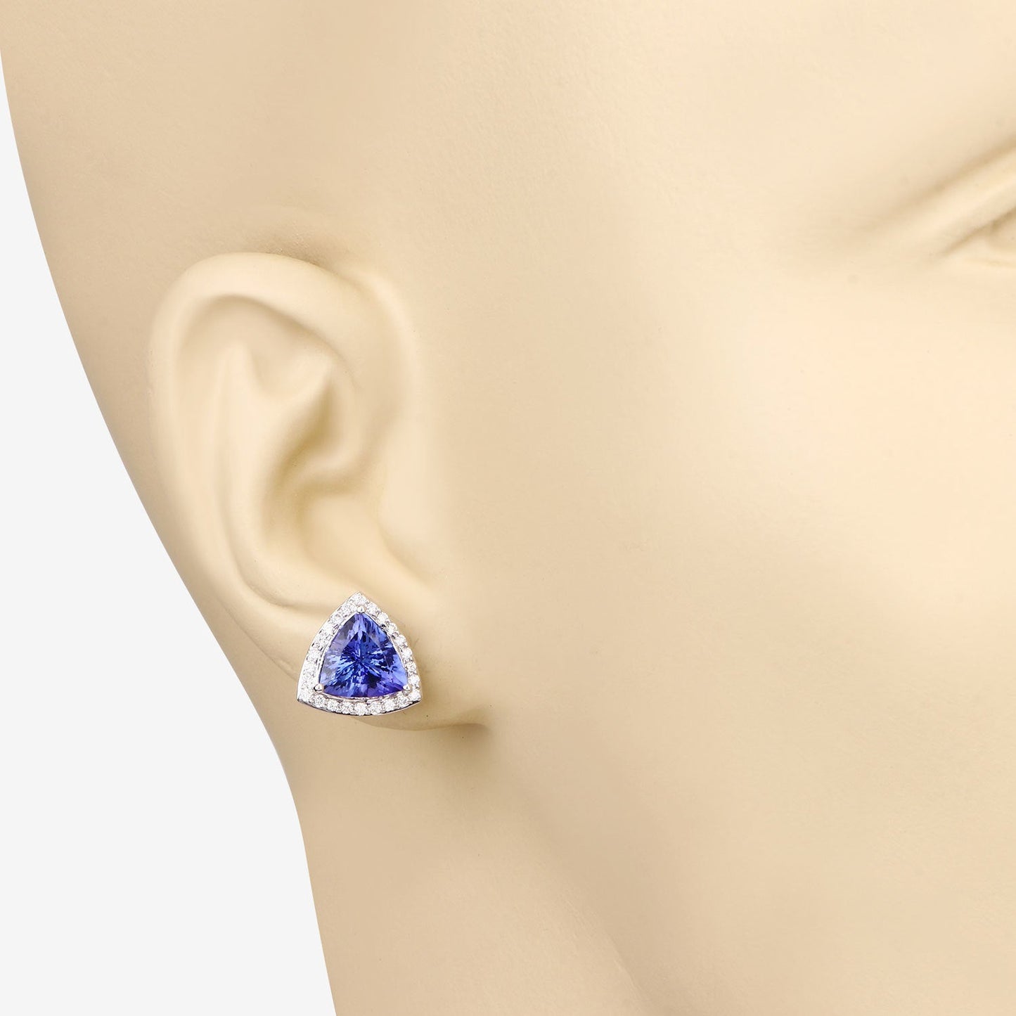 4.62 Carat Genuine Tanzanite and White Diamond Earrings in 14K White Gold