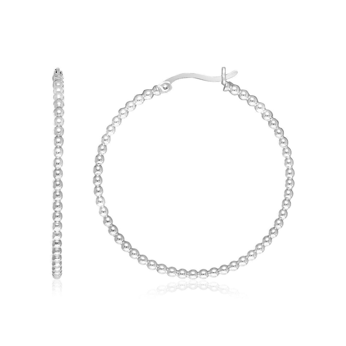 Boucles d'oreilles créoles rondes en argent sterling avec texture perlée