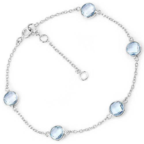 Bracelet en argent sterling avec topaze bleue véritable de 5,00 carats