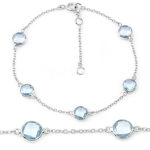 Bracelet en argent sterling avec topaze bleue véritable de 5,00 carats