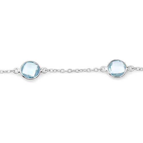 Bracelet en argent sterling avec topaze bleue véritable de 5,00 carats