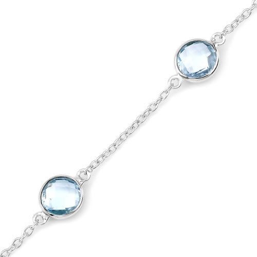 Bracelet en argent sterling avec topaze bleue véritable de 5,00 carats