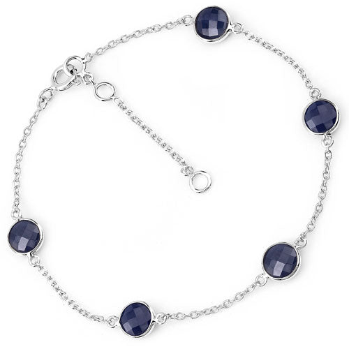 Bracelet en argent sterling avec saphirs bleus de 5,00 carats