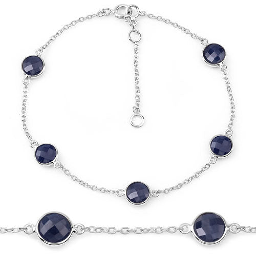 Bracelet en argent sterling avec saphirs bleus de 5,00 carats