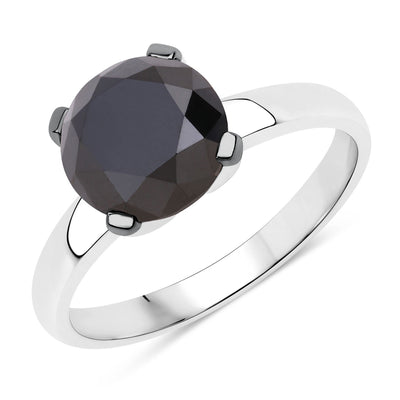 3.00 Carat Genuine Black Diamond 14K White Gold Engagement Ring