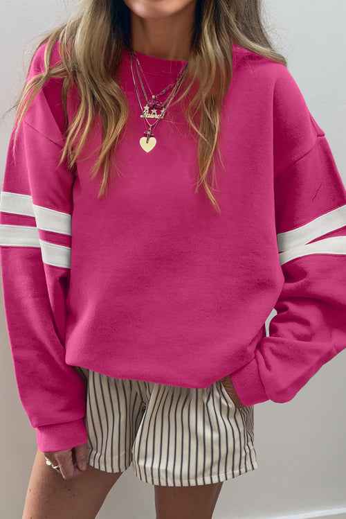Sudadera Oversized con Rayas Universitarias y Hombros Caídos