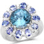 Anillo de plata esterlina con topacio azul de Londres y tanzanita de 6.19 quilates