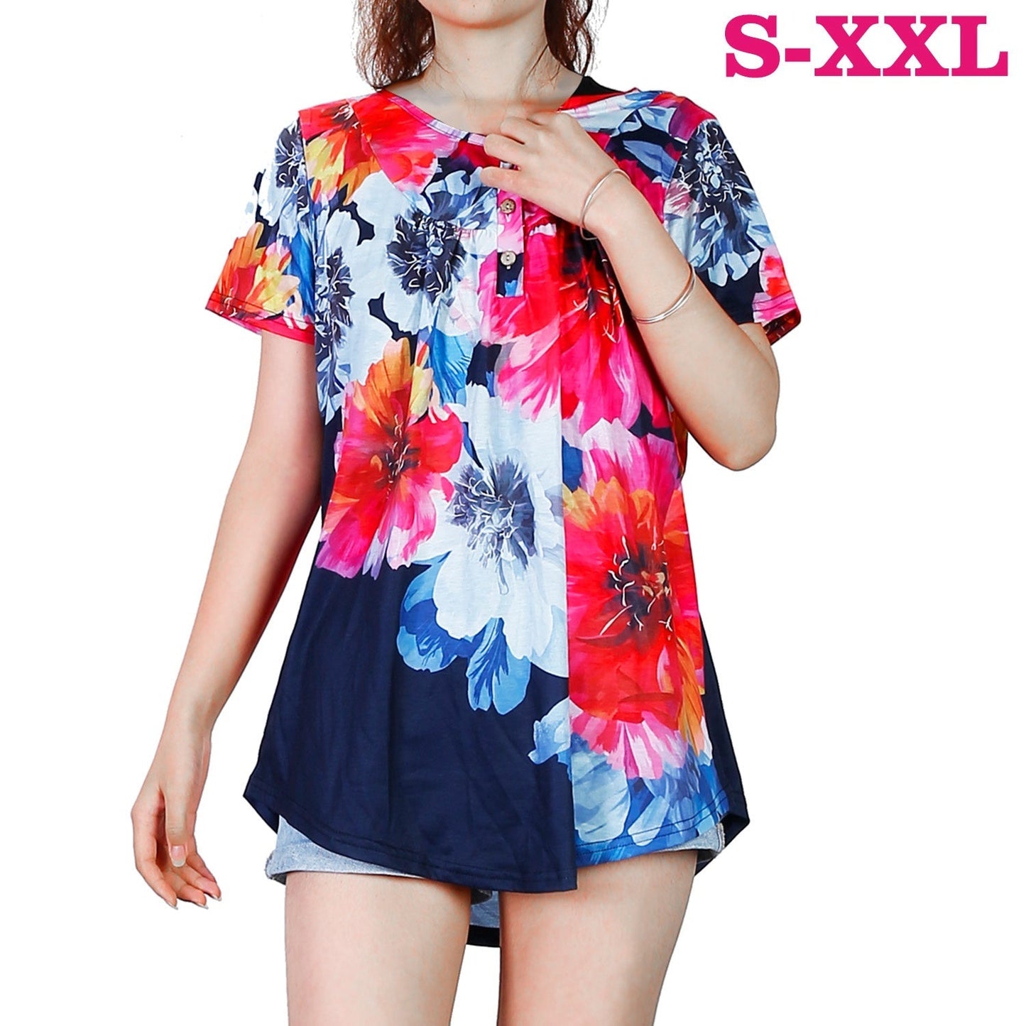 Women’s Floral Printed Short Sleeve Summer Blouse