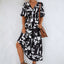 Chic Black and White Balloon Sleeve Dress for Effortless Summer Elegance - Korvel