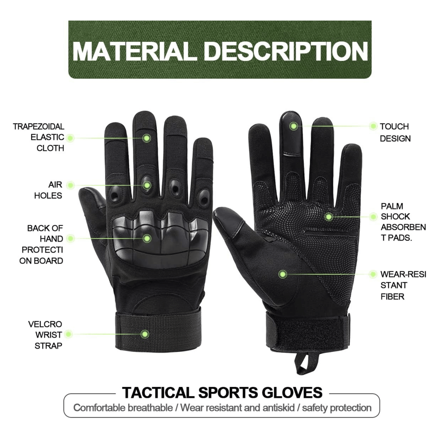Tactical Military Airsoft Gloves for Outdoor Sports, Paintball, and Motorcycling with Touchscreen Fingertip Capability - Korvel
