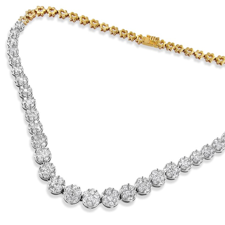 Collier Riviera en diamant pavé certifié IGI en or jaune 14K