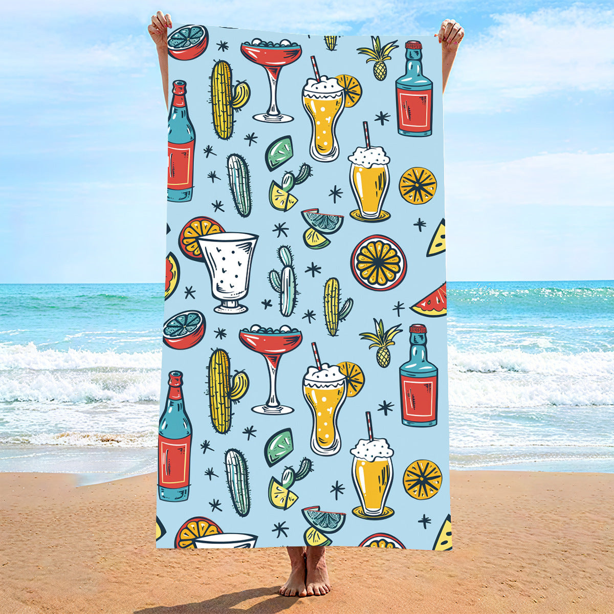 Double-Sided Velvet Beach Towel - Quick-Drying & Soft