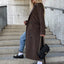 Double-Breasted Lapel Split Jacket with Belt for Women