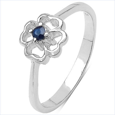 0.07 Carat Blue Sapphire Sterling Silver Engagement Ring